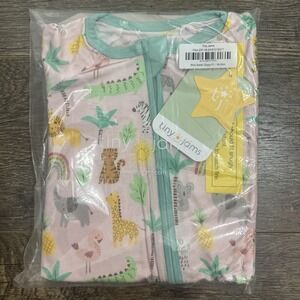 Tiny Jams Bamboo Pink Safari Zippy 18-24 months Animal Print Bamboo Pajama NWT
